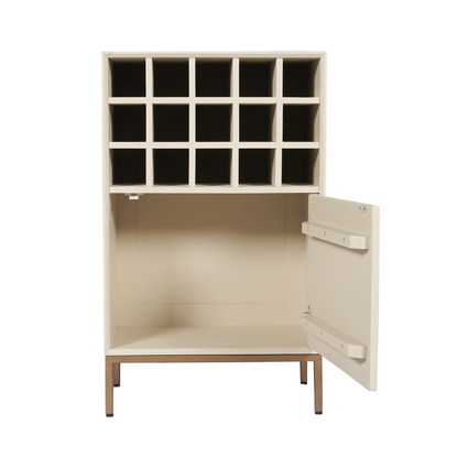 Weinschrank Madison Sand aus Holz, beige Kommode mit Stauraum, ideal für Weinlagerung und stilvolle Aufbewahrung