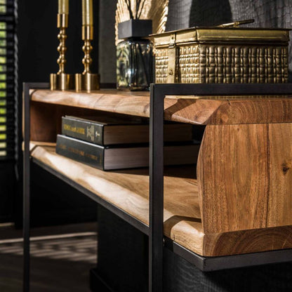 Moderner Konsolentisch Edge Open von lefurn.de mit offener Ablage und minimalistischer Holzgestaltung.