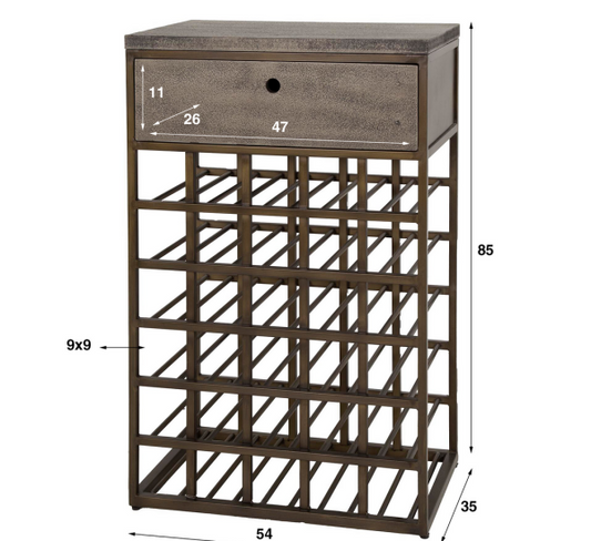 Konsolentisch mit Weinregal Ferro von lefurn.de, eleganter Holztisch mit integrierten Weinflaschenhaltern, modernes Design