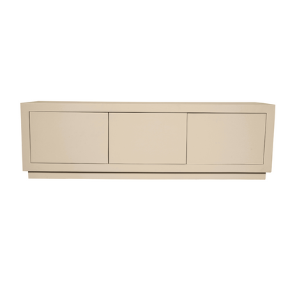 Moderner Lowboard Brussel Sand 150 von lefurn.de mit Holzoptik und Stauraum, ideal für Wohnzimmermöbel.