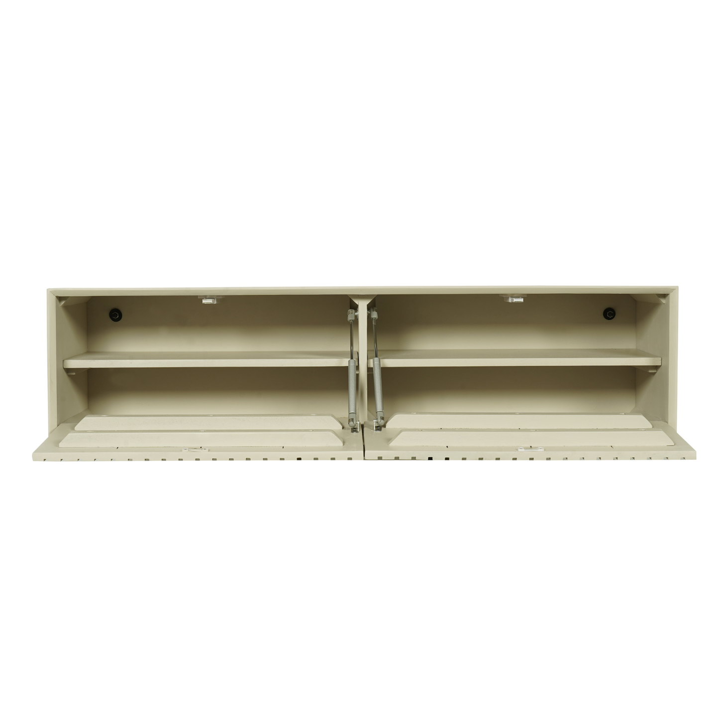 Helles Lowboard Madison Sand 120 S von lefurn.de mit modernem Design und Stauraum, auf Holzfußboden fotografiert