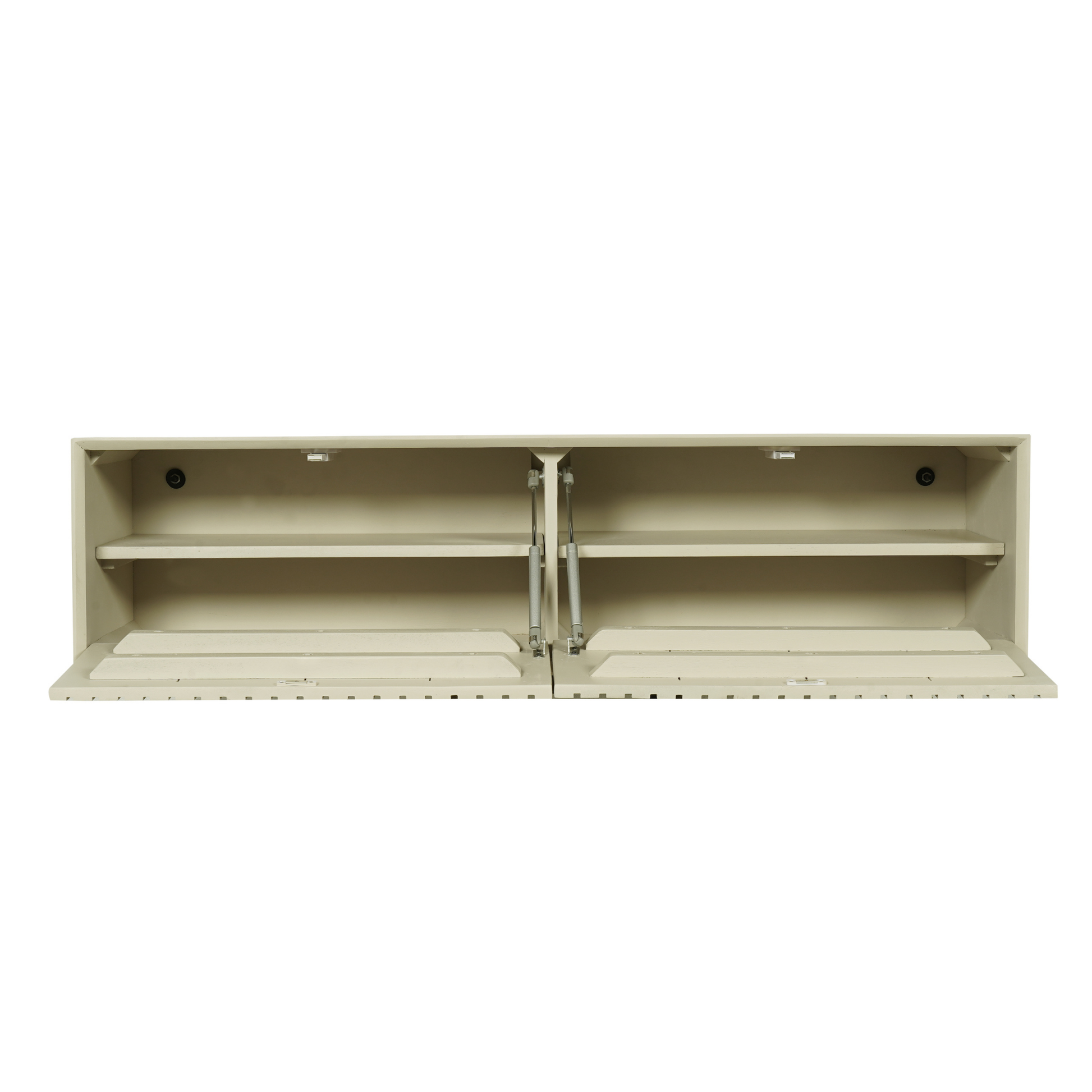 Helles Lowboard Madison Sand 120 S von lefurn.de mit modernem Design und Stauraum, auf Holzfußboden fotografiert