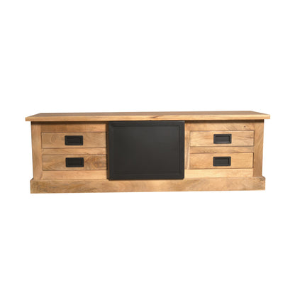 Helles Lowboard Noa 155 von lefurn.de mit Schubladen und offenen Fächern für modernes Wohnzimmerdesign