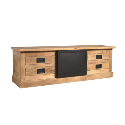Moderner Lowboard Noa 155 von lefurn.de mit hellem Holzdesign und Stauraum für Wohnzimmer, Blickfang in eleganter Optik