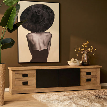Moderner Lowboard Noa 200 von lefurn.de mit Holzoptik und Stauraum, ideal für Wohnzimmermöbel.