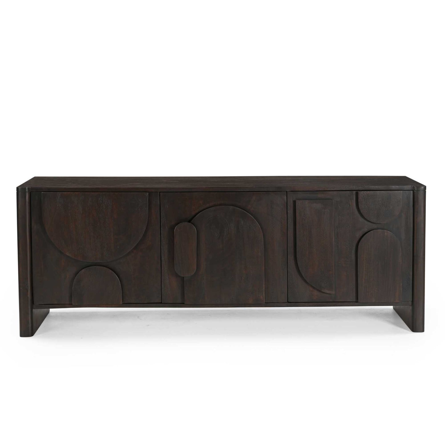 Moderner Lowboard Zano 150 von lefurn.de mit stilvollem Design und Stauraum für Wohnzimmer, in hellem Holzfinish.