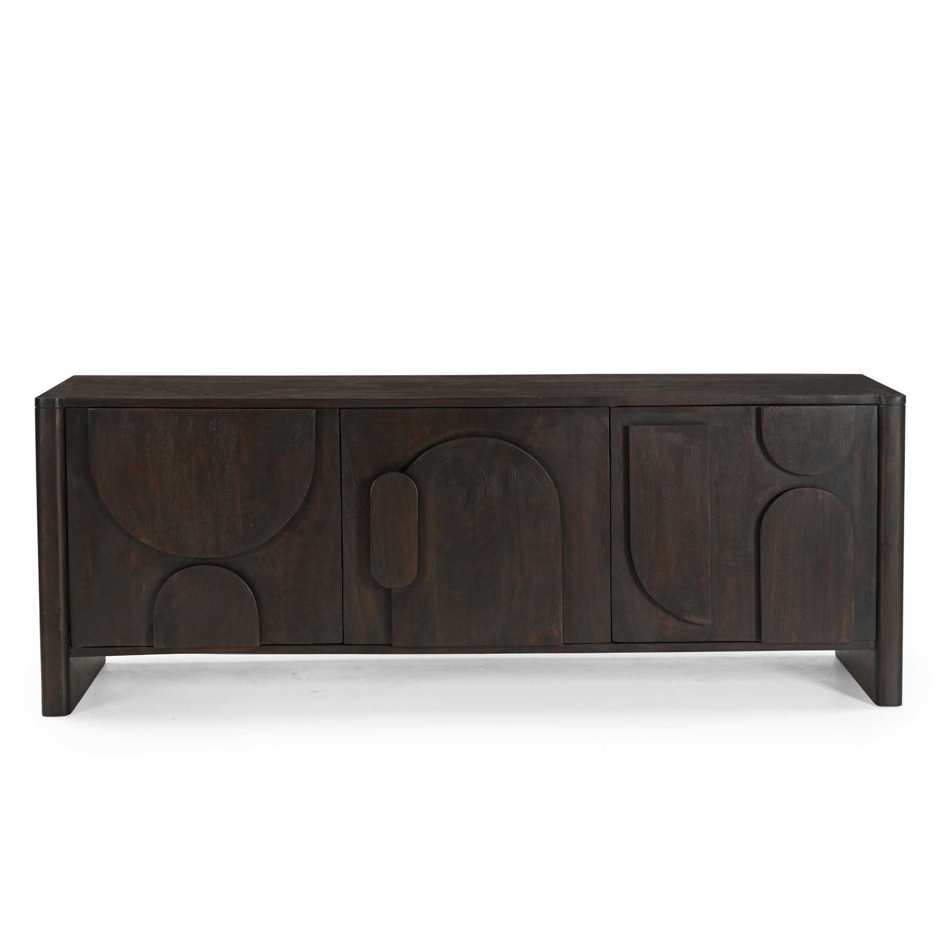 Moderner Lowboard Zano 150 von lefurn.de mit stilvollem Design und Stauraum für Wohnzimmer, in hellem Holzfinish.