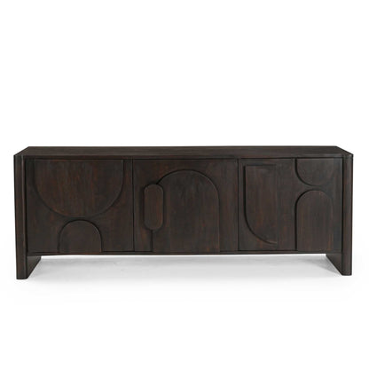 Moderner Lowboard Zano 150 von lefurn.de mit stilvollem Design und Stauraum für Wohnzimmer, in hellem Holzfinish.