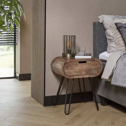 Nachtschrank Barrel von lefurn.de, moderner Nachtschränk für Schlafzimmer mit Holzoptik und praktischem Stauraum.