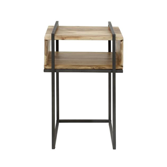 Offener Nachtschrank Edge von lefurn.de mit modernem Design und Stauraum, aus Holz gefertigt, auf einem Schlafzimmerboden stehend.