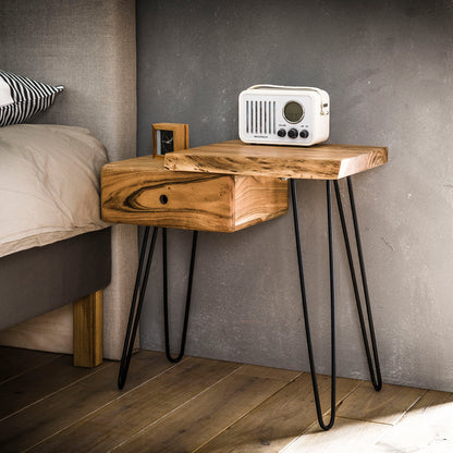Moderner Nachtschrank Edge R von lefurn.de mit Holzoberfläche und Schublade, ideal für Schlafzimmermöbel.