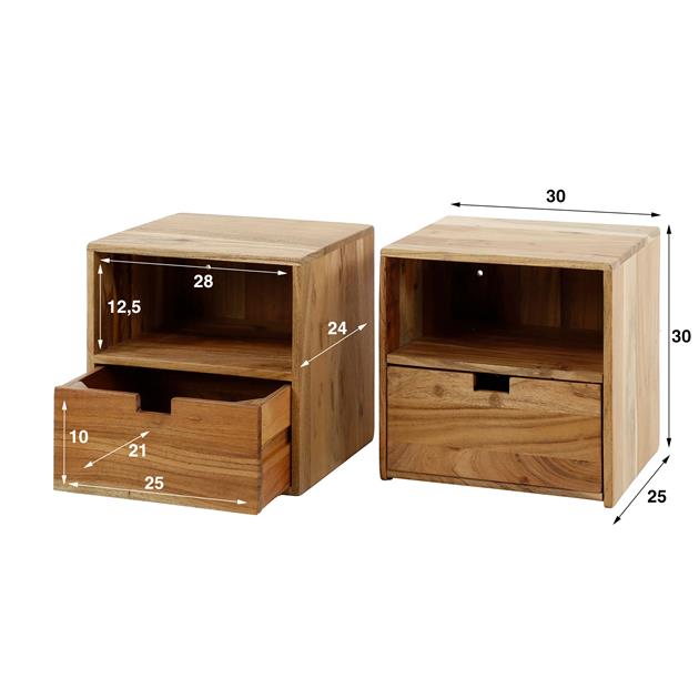 Moderner Nachtschrank Flat 3 von lefurn.de mit schlichter Oberfläche und praktischem Stauraum, ideal für Schlafzimmer.
