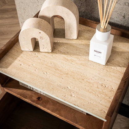 Moderner Nachtschrank Nuovo 2 von lefurn.de mit Holzoberfläche und Stauraum, ideal für Schlafzimmer.