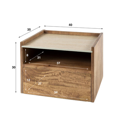 Moderner Nachtschrank Nuovo 2 von lefurn.de mit Schubladen und Stauraum, braune Holzoptik, stilvolles Schlafzimmermöbel