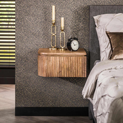 Zwei moderne Nachtschränke im Set Wave von lefurn.de, mit geräumigen Schubladen in hellem Holzdesign.