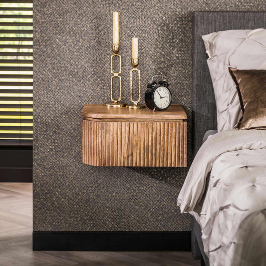 Zwei moderne Nachtschränke im Set Wave von lefurn.de, mit geräumigen Schubladen in hellem Holzdesign.