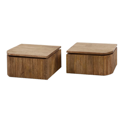 Zweiteiliges Nachtschrankset Wave von lefurn.de mit modernem Design und hellem Holzfinish, ideal für Schlafzimmer.
