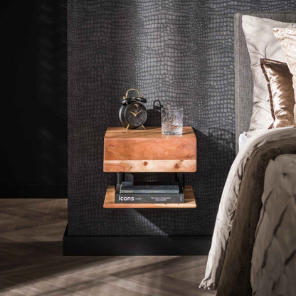 Moderner Nachtschrank von lefurn.de mit Ablageschublade und offener Regalfläche, ideal für Schlafzimmer.