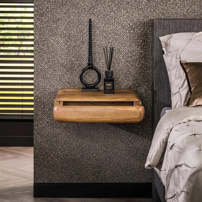 Moderner Nachtschrank Sleek von lefurn.de mit zwei Schubladen und Holzoptik, ideal für Schlafzimmer.