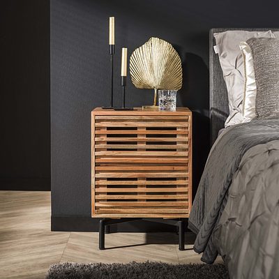 Moderner Nachtschrank von lefurn.de mit Schublade und Ablagemöglichkeit, ideal für Schlafzimmer, aus Holz gefertigt.