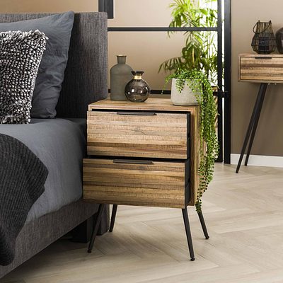 Moderner Nachtschrank Teca Slim von lefurn.de mit schlichter Oberfläche und kompaktem Design, ideal für Schlafzimmer.