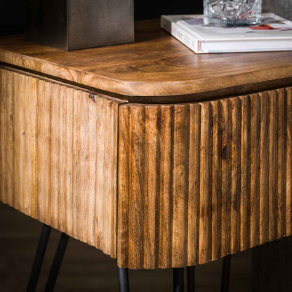 Moderner Nachtschrank Wave 1 von lefurn.de mit minimalistischem Design und Holzoptik, ideal für Schlafzimmer.