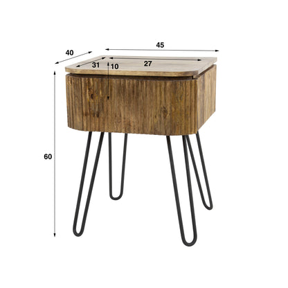 Moderner Nachtschrank Wave 1 von lefurn.de mit dezenter Holzoptik und praktischem Stauraum, ideal für Schlafzimmer.