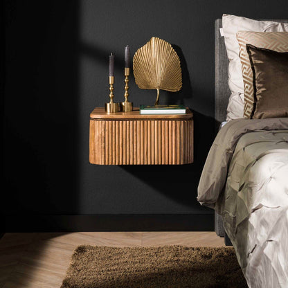 Moderner Nachtschrank Wave von lefurn.de mit stilvollem Design und praktischem Stauraum, in hellem Holzoptik.