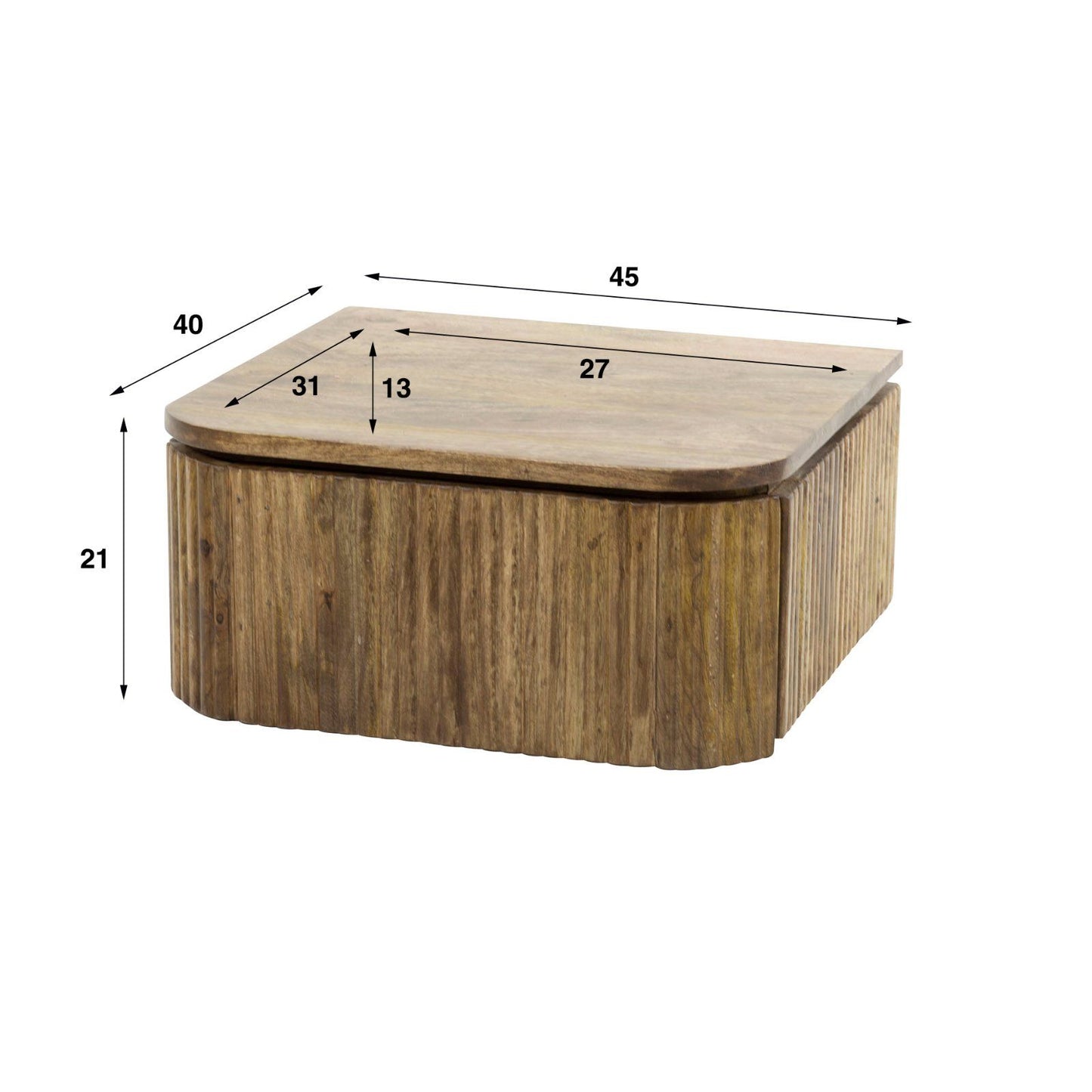 Moderner Nachtschrank Wave von lefurn.de mit stilvollem Design und praktischem Stauraum, abgebildet in hellem Holzoptik.