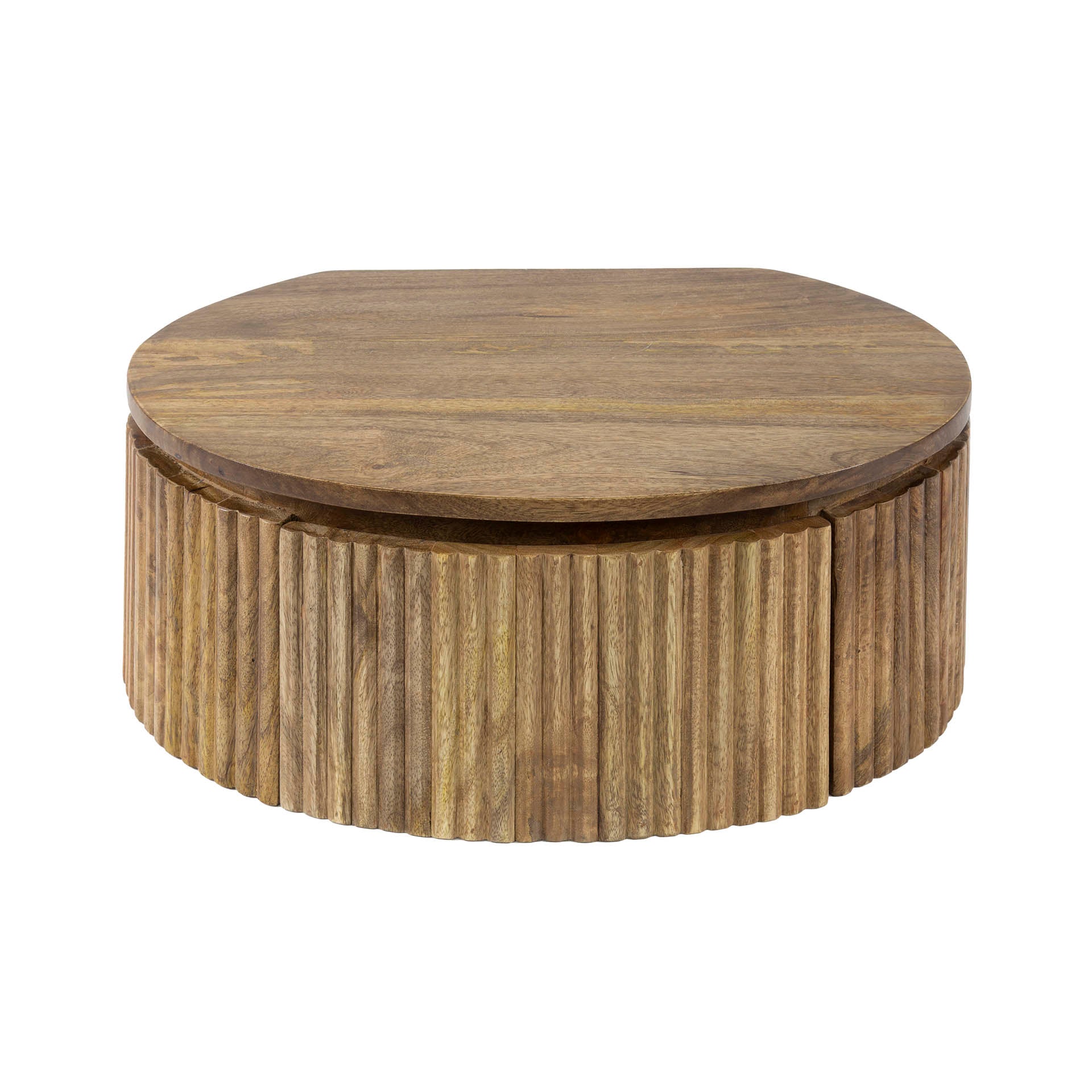 Runder Nachtschrank Wave von lefurn.de mit Holzoptik, modernes Design, ideal für Schlafzimmer