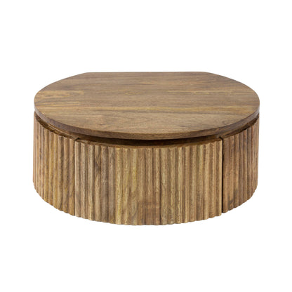 Runder Nachtschrank Wave von lefurn.de mit Holzoptik, modernes Design, ideal für Schlafzimmer