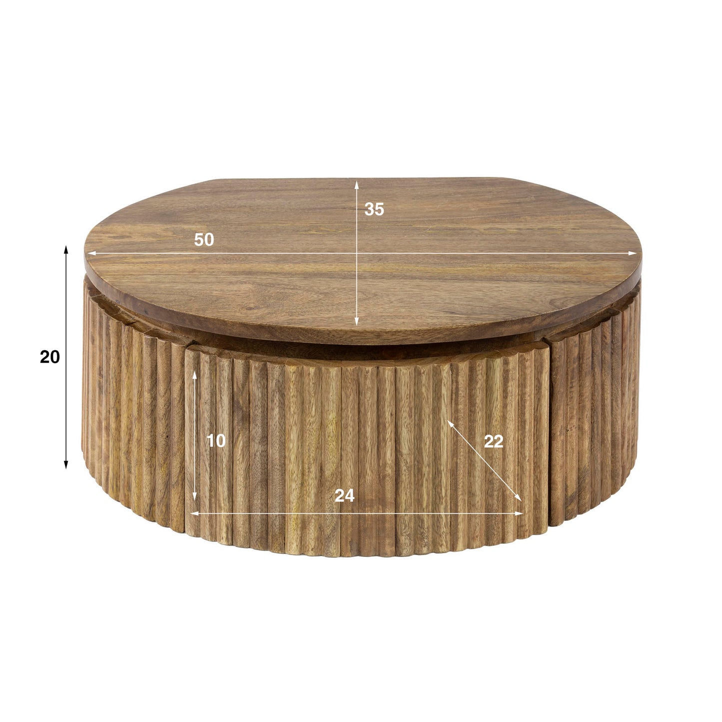 Runder Nachtschrank Wave von lefurn.de mit modernem Design, Holzoberfläche und Stauraum für Schlafzimmerdekoration.