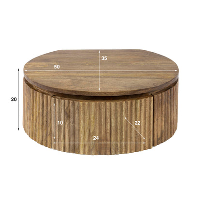 Runder Nachtschrank Wave von lefurn.de mit modernem Design, Holzoberfläche und Stauraum für Schlafzimmerdekoration.