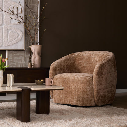 Entspannungs-Sessel Yara von lefurn.de in Clay-Farbe, bequemer Loungesessel mit modernem Design, Sicht von vorne