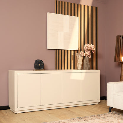 Helles Sandfarbenes Sideboard Brussel 200 von lefurn.de mit Stauraum und modernem Design, aus Holz gefertigt.
