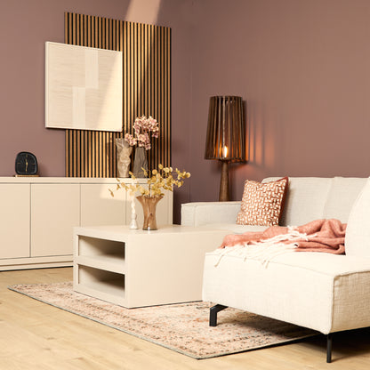 Helles Sandfarbenes Sideboard Brussel Sand 200 von lefurn.de mit Schubladen und Türen, modernes Design für Wohnzimmer.