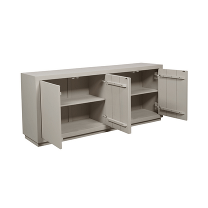 Sideboard Brussel Sand 200 von lefurn.de, modernes Möbelstück mit sandfarbener Oberfläche und Stauraum in hellem Design.