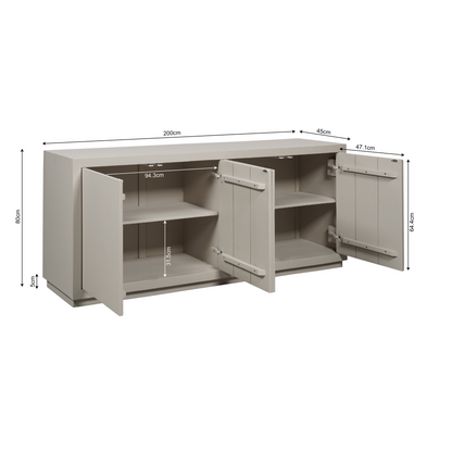 Helles Sandfarbenes Sideboard Brussel von lefurn.de mit 200 cm Breite, moderne Aufbewahrung für Wohnzimmer und Esszimmer