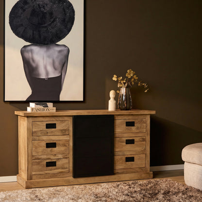 Moderner Sideboard Noa 160 aus Holz von lefurn.de mit Schubladen und Türen, elegantes Stauraummöbel für das Wohnzimmer