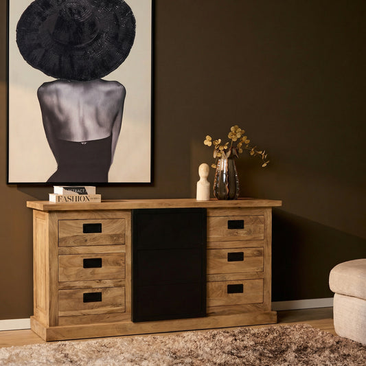 Moderner Sideboard Noa 160 aus Holz von lefurn.de mit Schubladen und Türen, elegantes Stauraummöbel für das Wohnzimmer