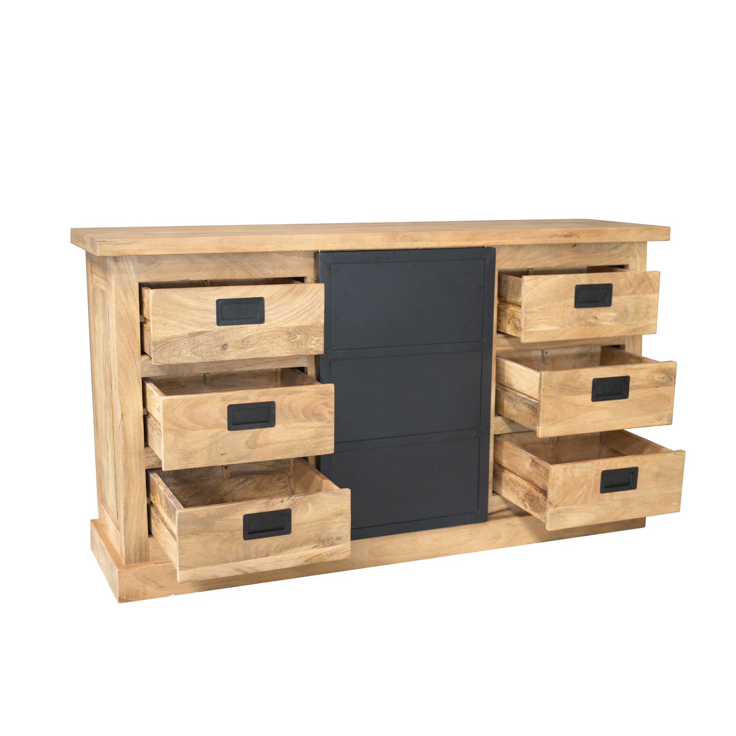 Helles Sideboard Noa 160 von lefurn.de mit Holzoptik, Schubladen und Türen, modernes Design für wohnzimmer oder essbereich