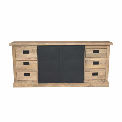 Moderner Sideboard Noa 200 von lefurn.de mit Holzoptik, viel Stauraum und eleganter Design, sichtbare Griffe und glatte Oberfläche