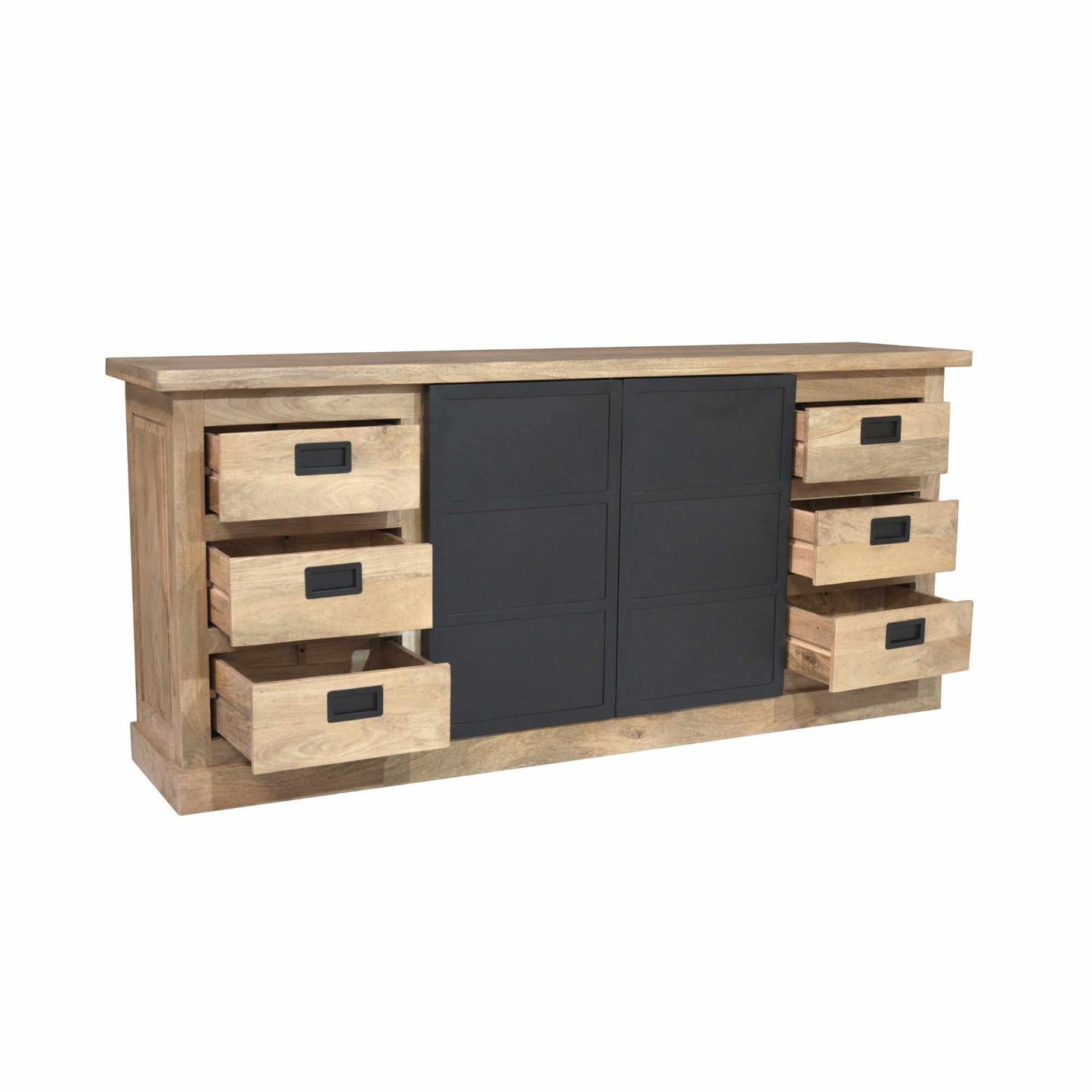 Modernes Sideboard Noa 200 von lefurn.de mit eleganten Holzfronten und viel Stauraum, ideal für Wohnzimmer und Essbereich.