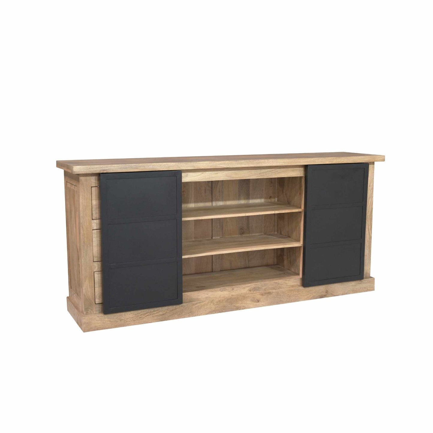 Moderner Sideboard Noa 200 von lefurn.de mit Holzoptik, Stauraum und eleganter Gestaltung, auf weißem Hintergrund.