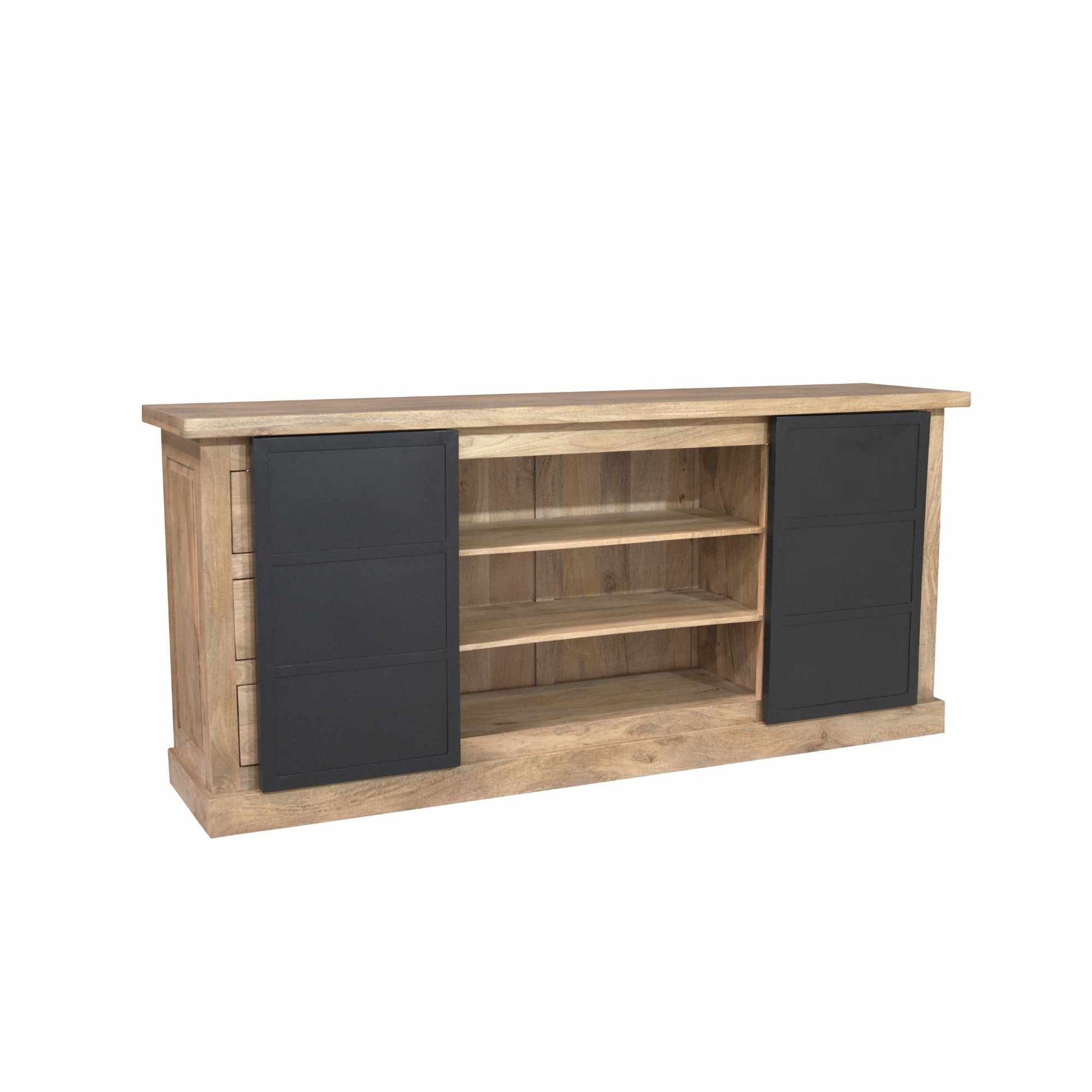 Moderner Sideboard Noa 200 von lefurn.de mit Holzoptik, Stauraum und eleganter Gestaltung, auf weißem Hintergrund.