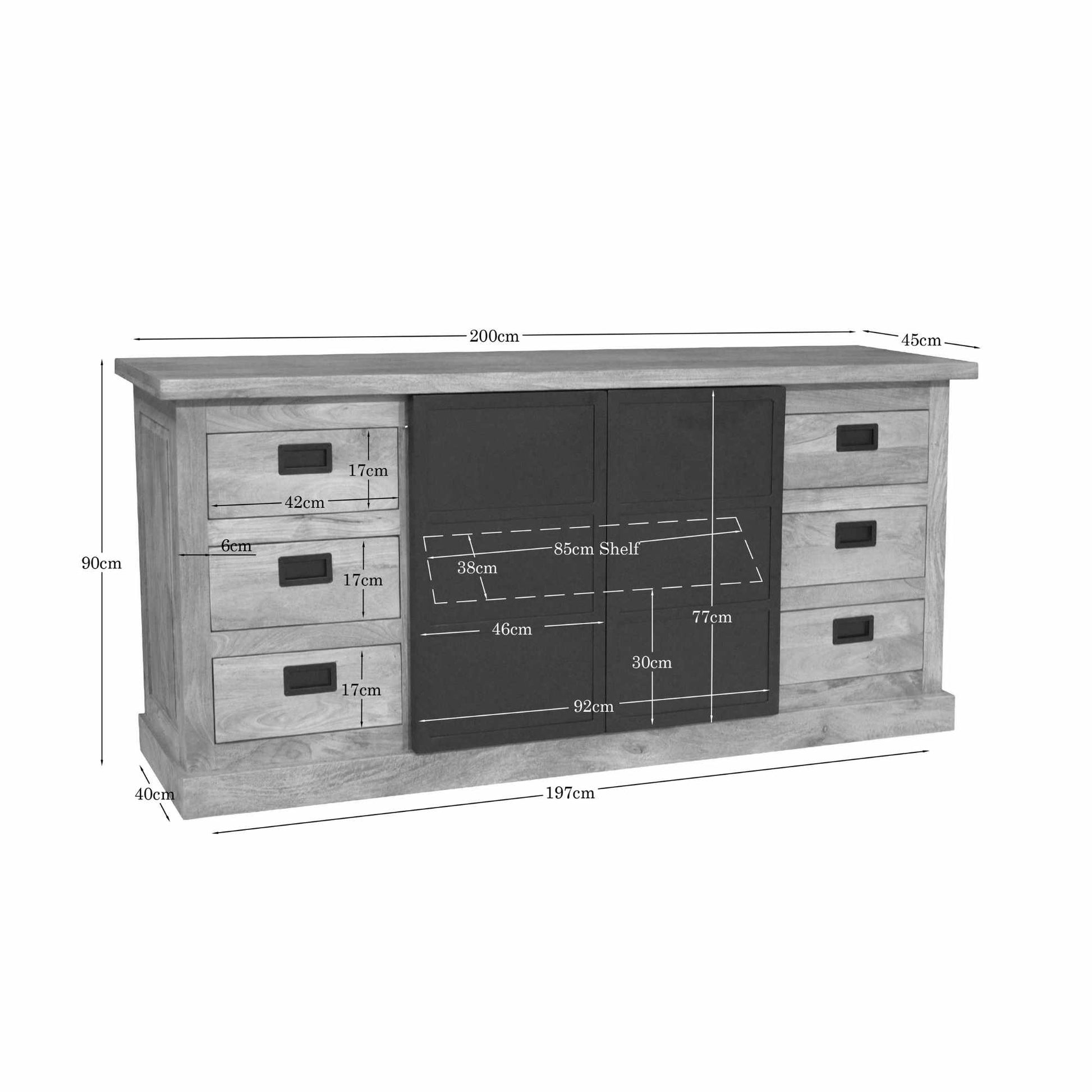 Moderner Sideboard Noa 200 von lefurn.de mit klaren Linien und viel Stauraum, aus Holz gefertigt.