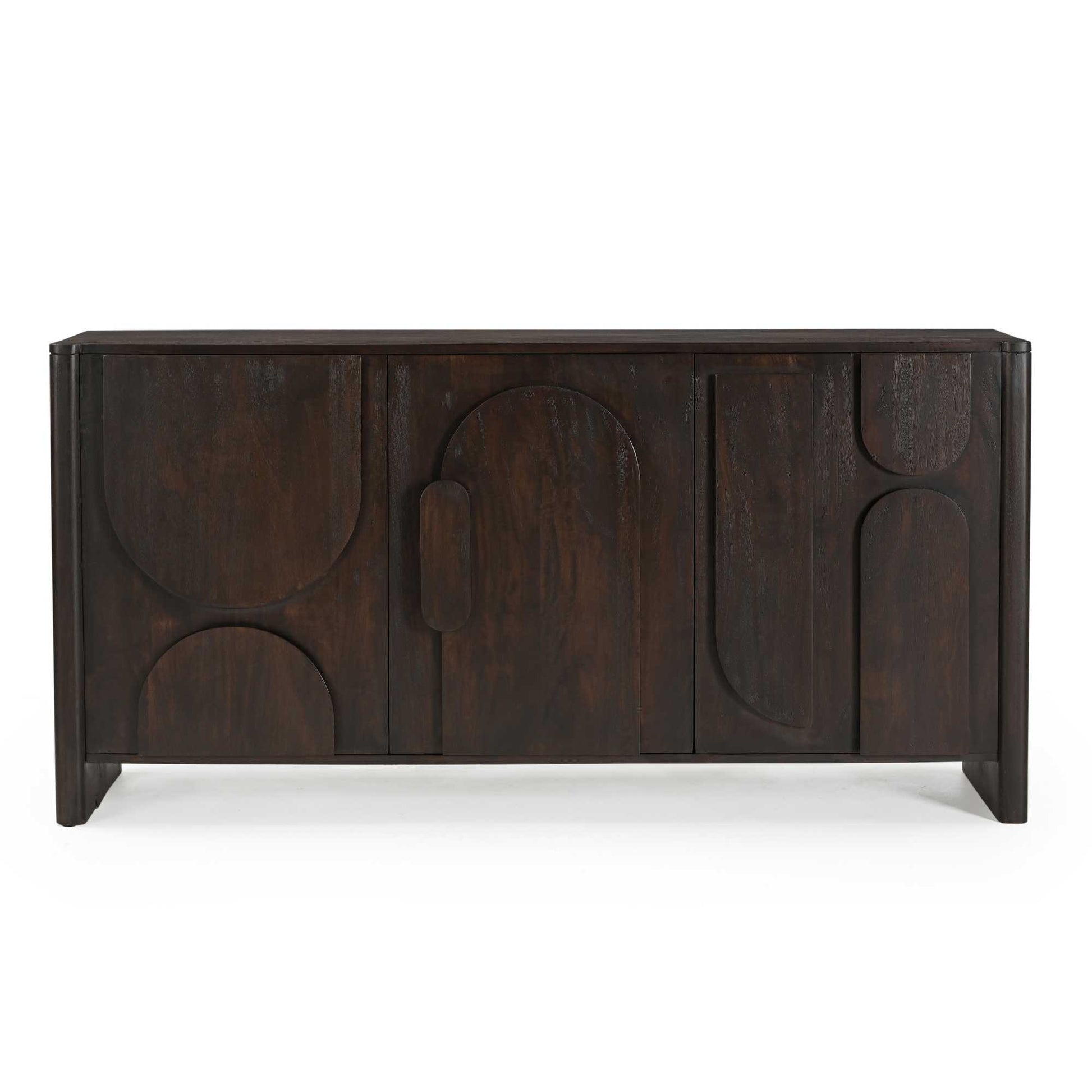 Moderner Zano Sideboard 160 cm von lefurn.de mit Holzoptik, vier Türen und Stauraum, ideal für Wohnzimmer und Esszimmer.