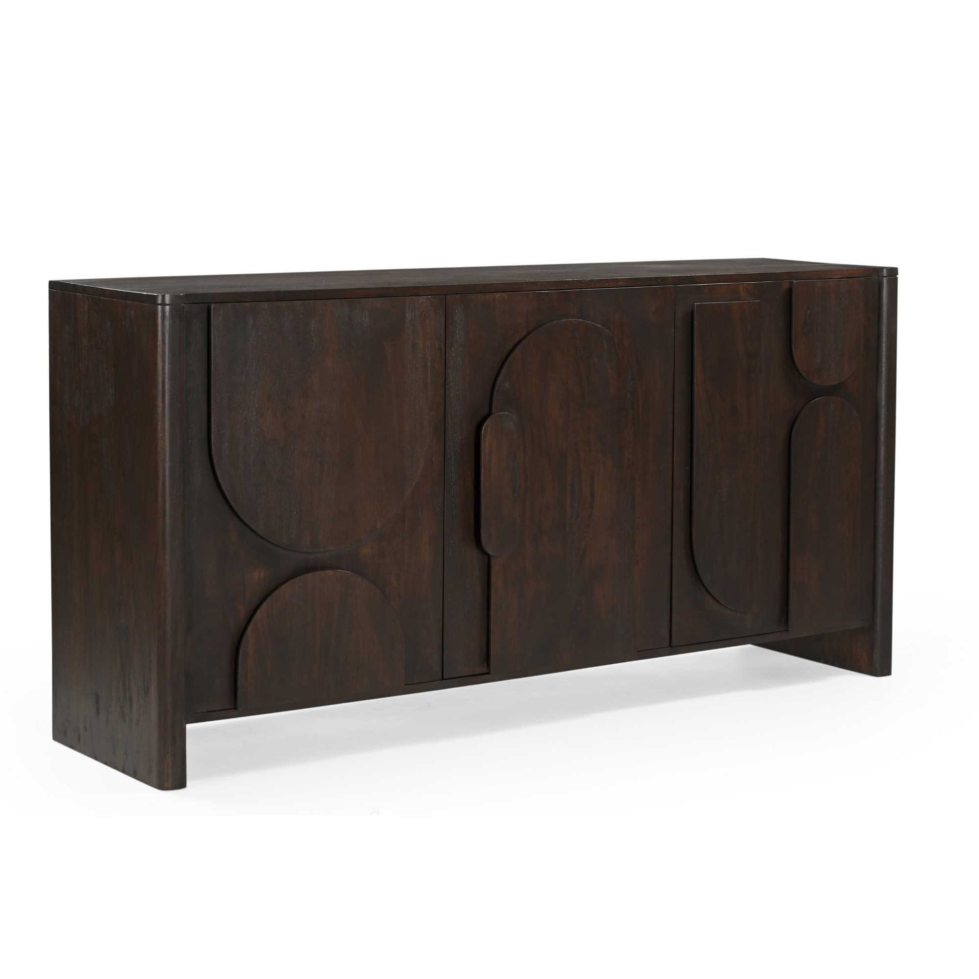Helles Sideboard Zano 160 aus Holz mit Schubladen und Türen, modernes Design, von lefurn.de.