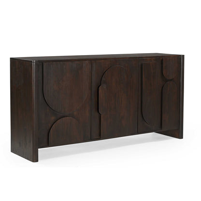 Helles Sideboard Zano 160 aus Holz mit Schubladen und Türen, modernes Design, von lefurn.de.