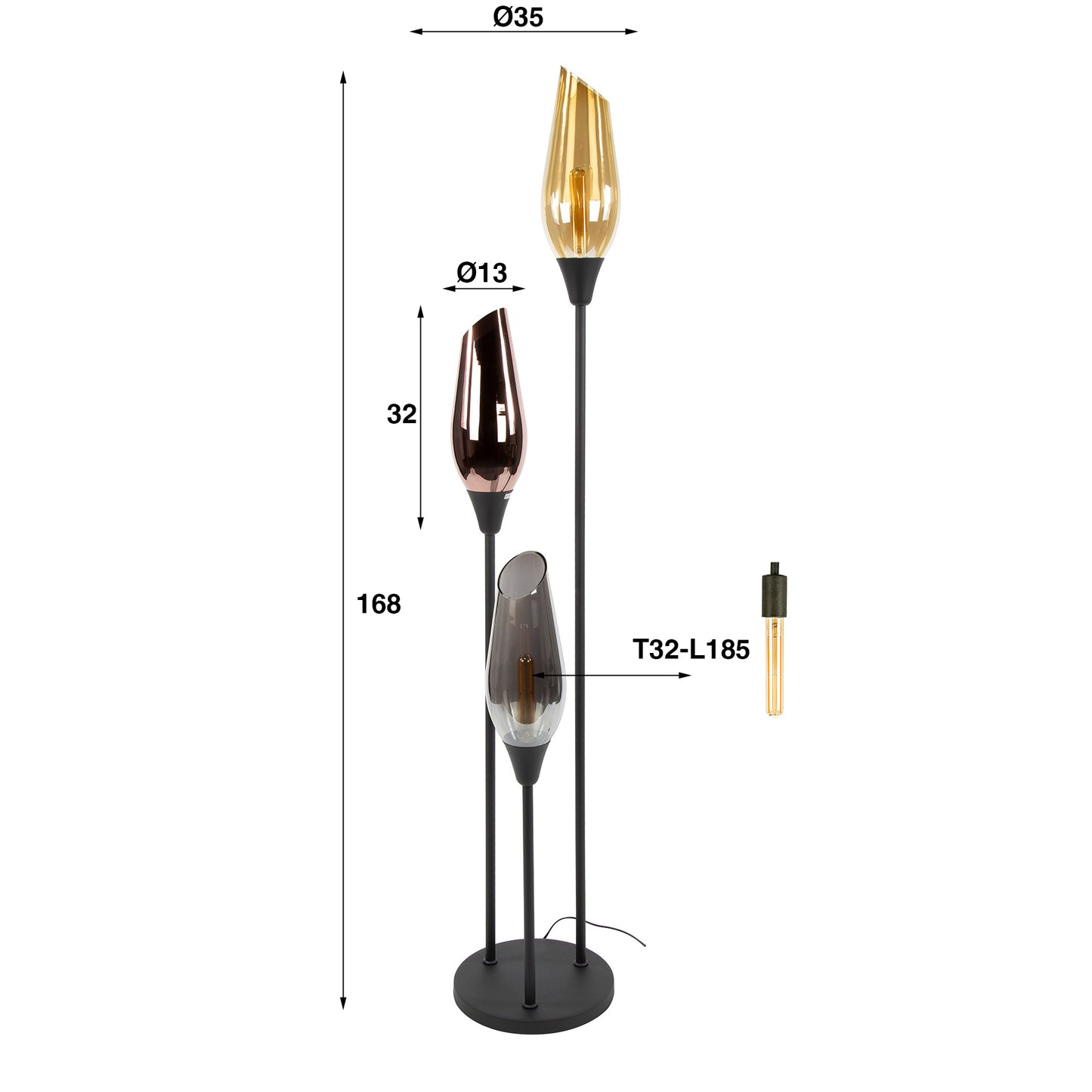 Leuchtende Stehlampe Cocoon Mix von lefurn.de mit elegantem Design und warmem Licht in einem modernen Wohnzimmer.